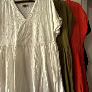 4 target linen/cotton mini dresses v neck with pockets